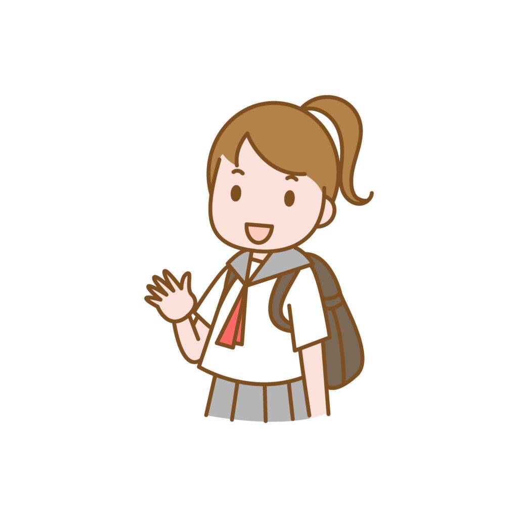 通学する夏の制服姿の中高生のイ