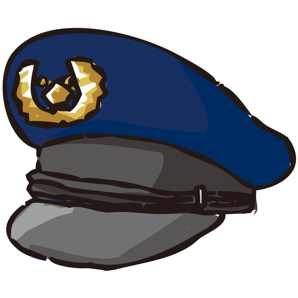 警察官の帽子の手書きのイラスト