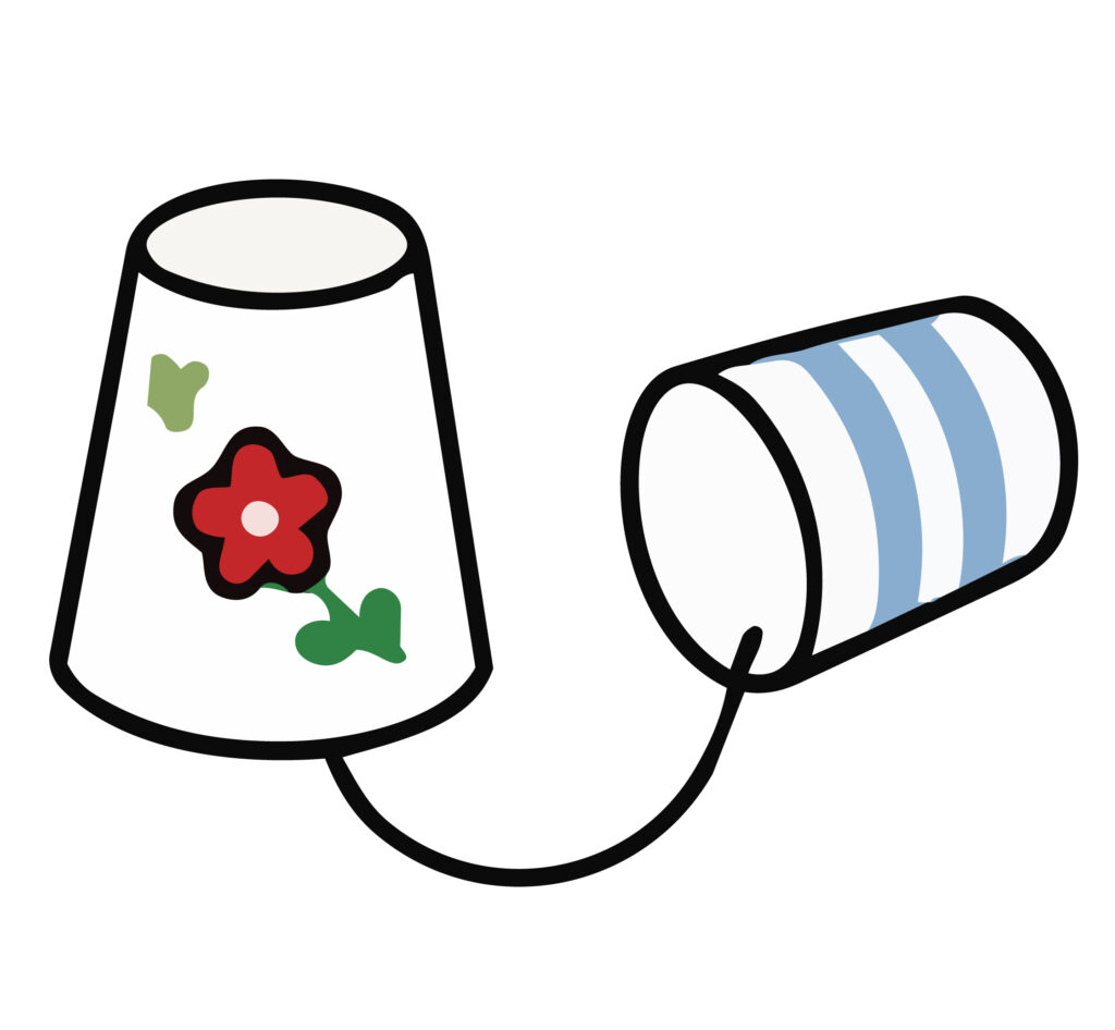 「糸電話」のイラストです。紙コ