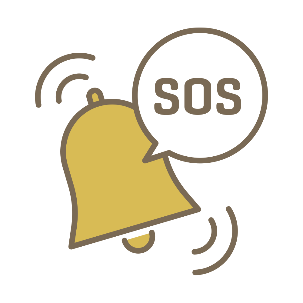 鳴っているベルと「SOS」の吹