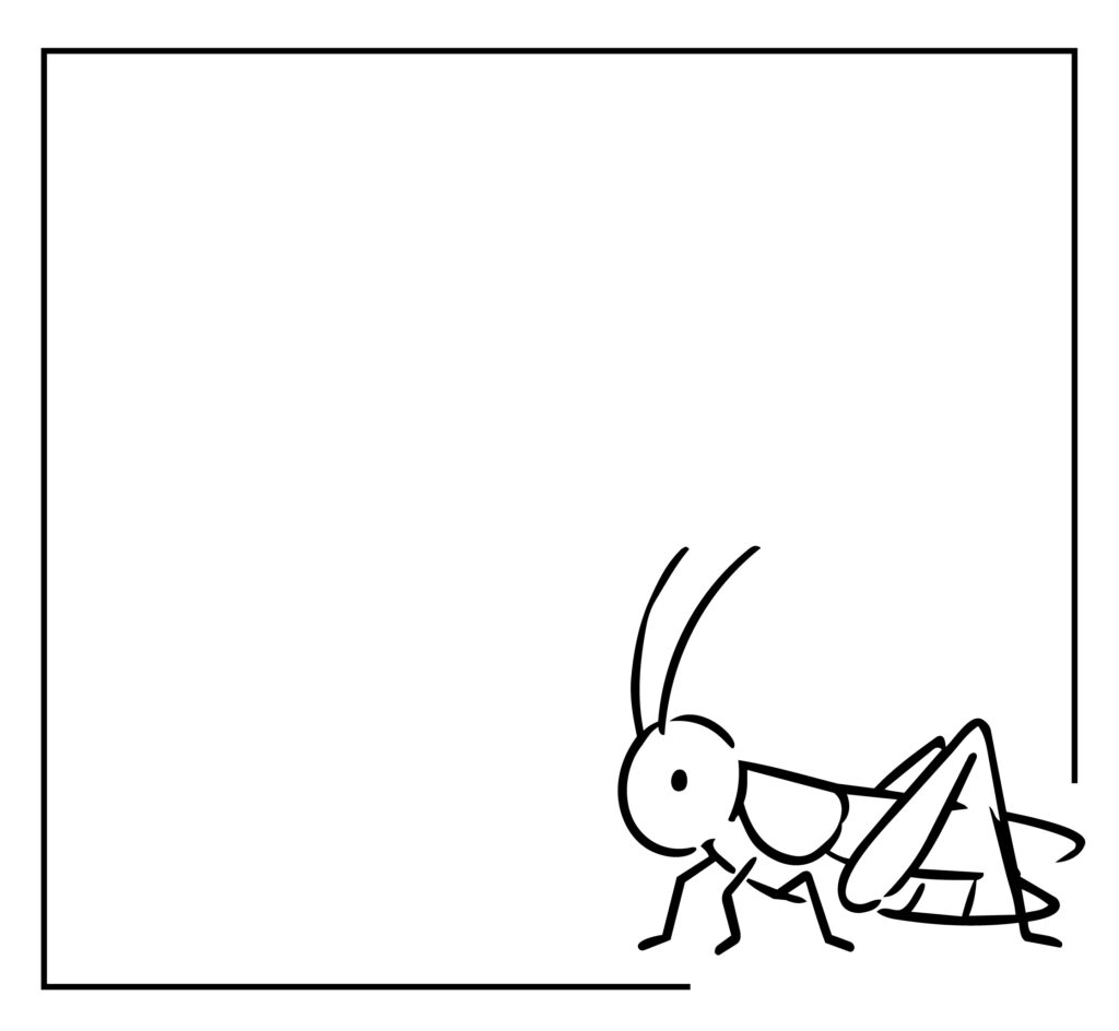バッタをシンプルな線画で描き、