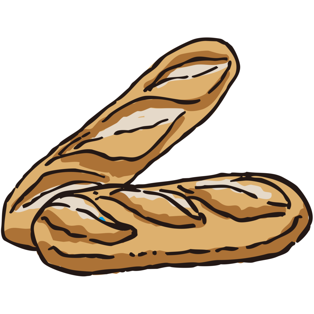 フランスパンの手書きのイラスト