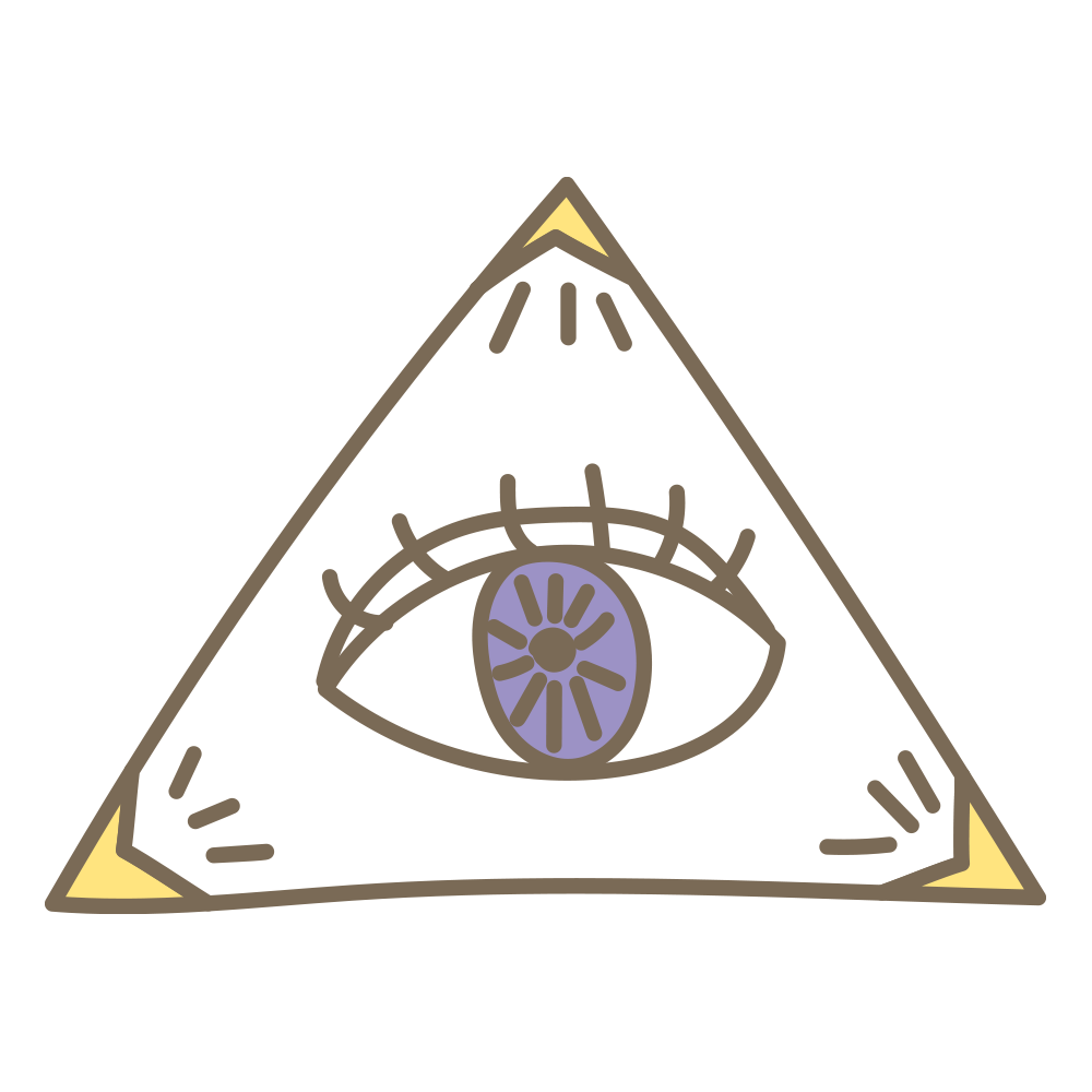 ピラミッドの中に紫色の目が描か