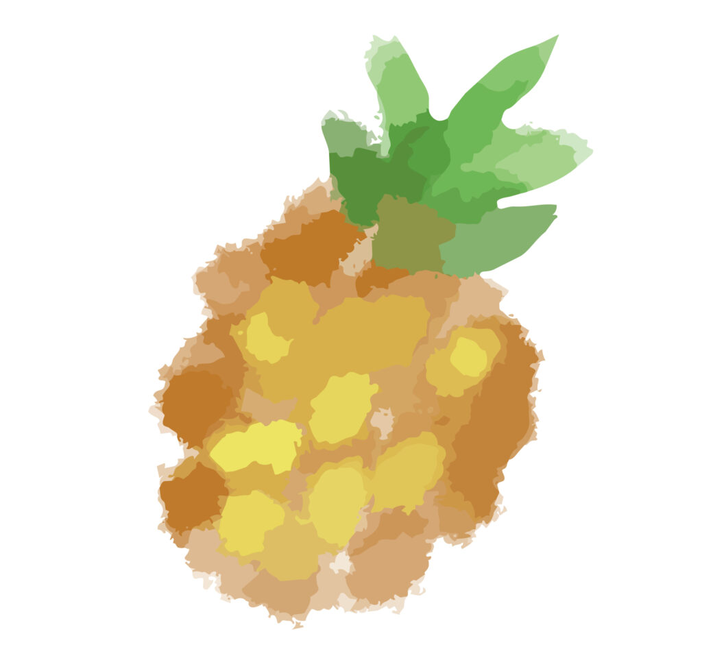 パイナップルをクレヨンで描いた
