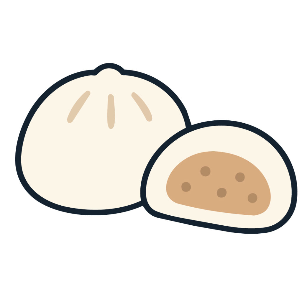 半分に割った豚まんから、たっぷ