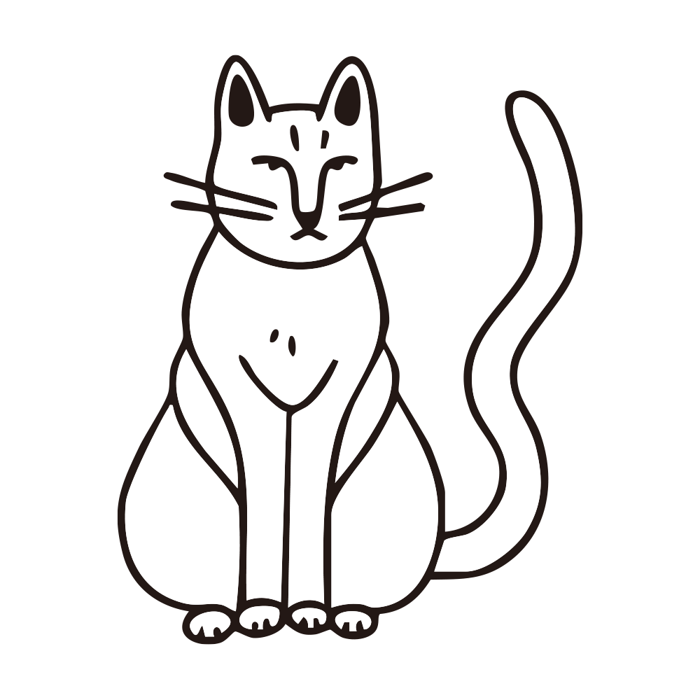 ちょこんと座ったすまし顔のネコ