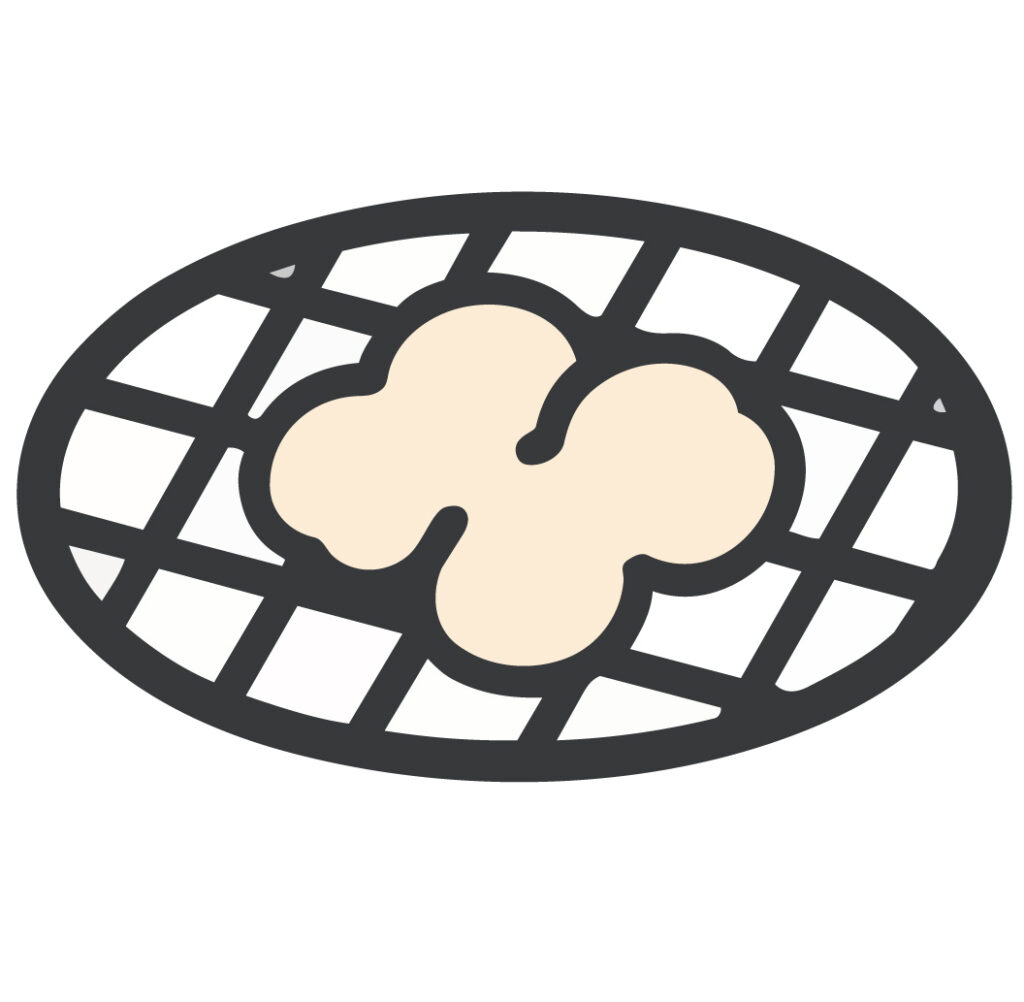網の上で香ばしく焼かれる、ぷり