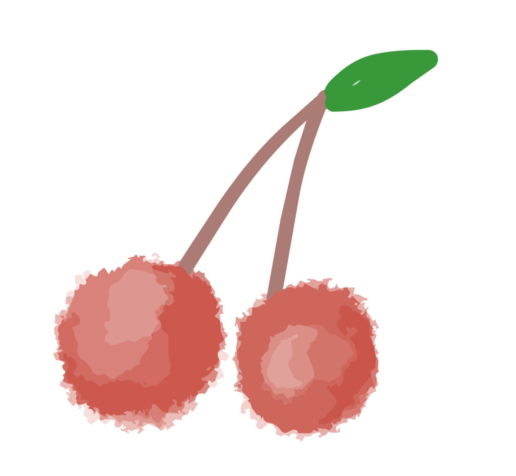 さくらんぼをクレヨンで描いたよ