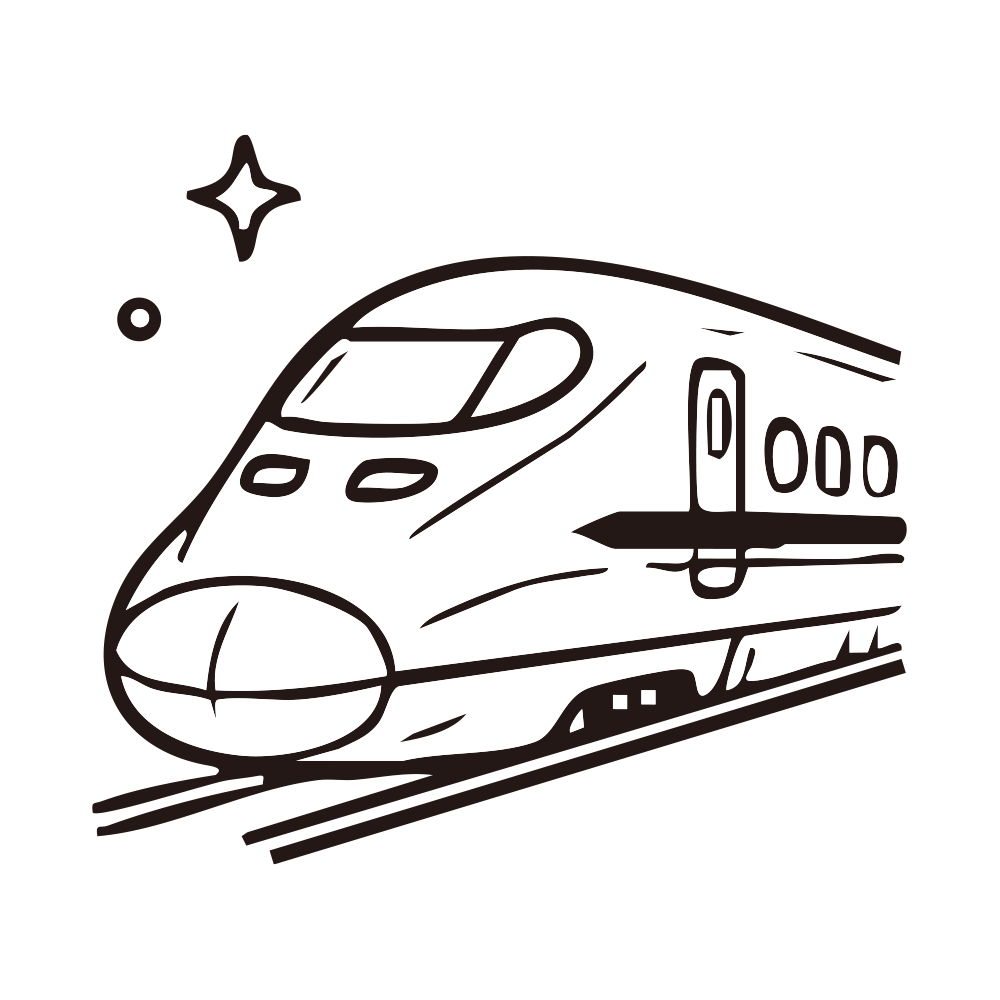 線路を爽快に走る流線型の新幹線