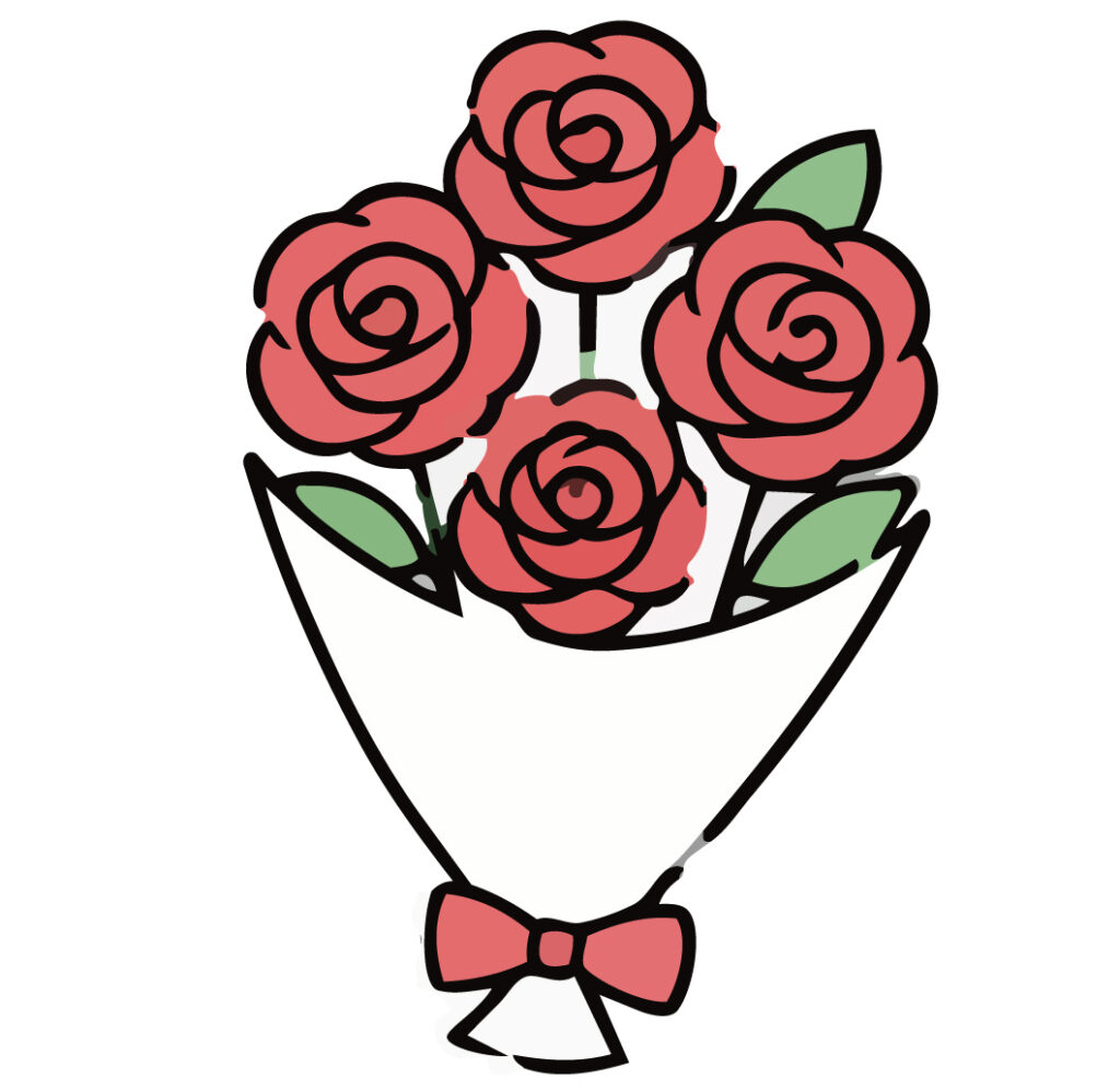 美しいバラをたっぷり束ねた、華