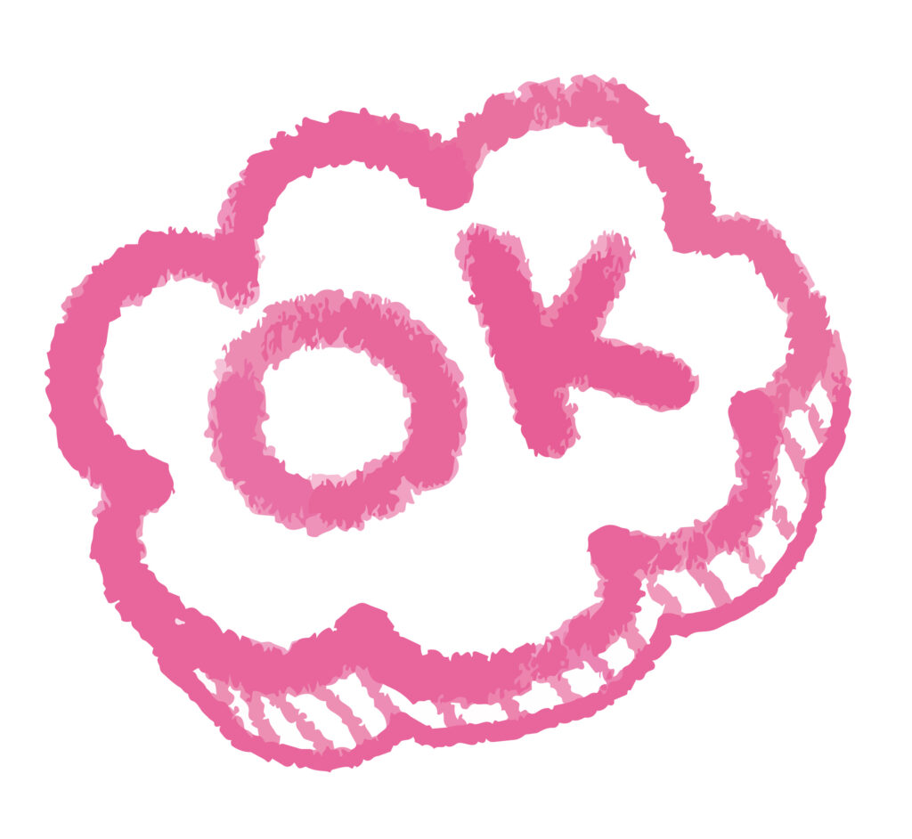 「OK」の文字を、もこもことし
