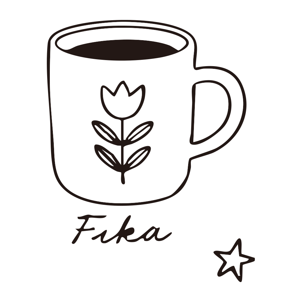 花模様と「Fika」の英字が入