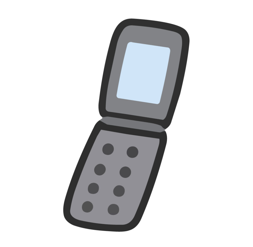 懐かしい二つ折り携帯電話を描い