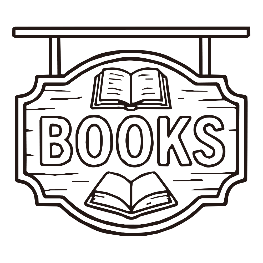 開いた本と「BOOKS」の文字