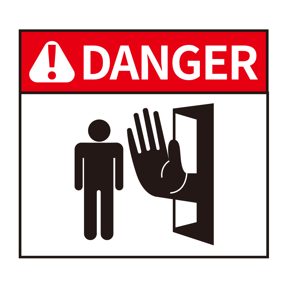 「DANGER」の文字と扉から