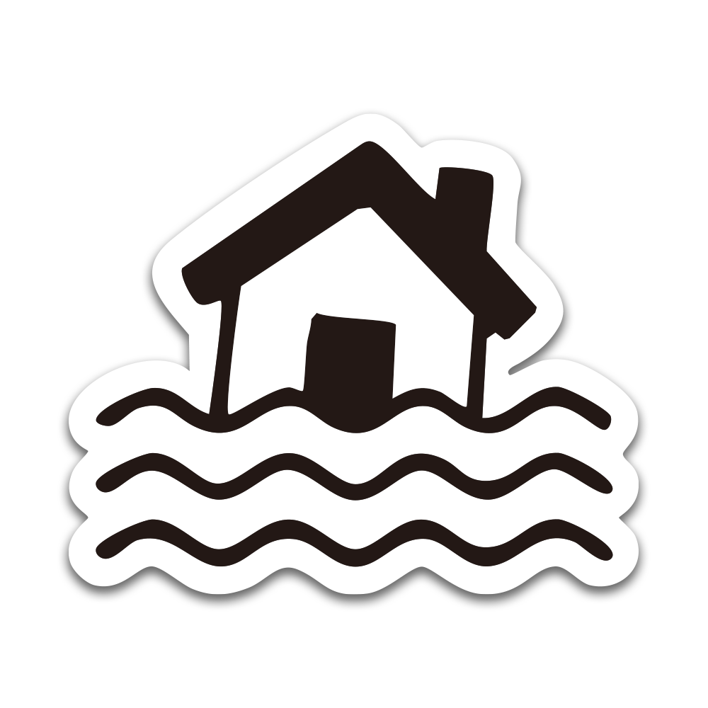 増水した水に家が浸かる床上浸水