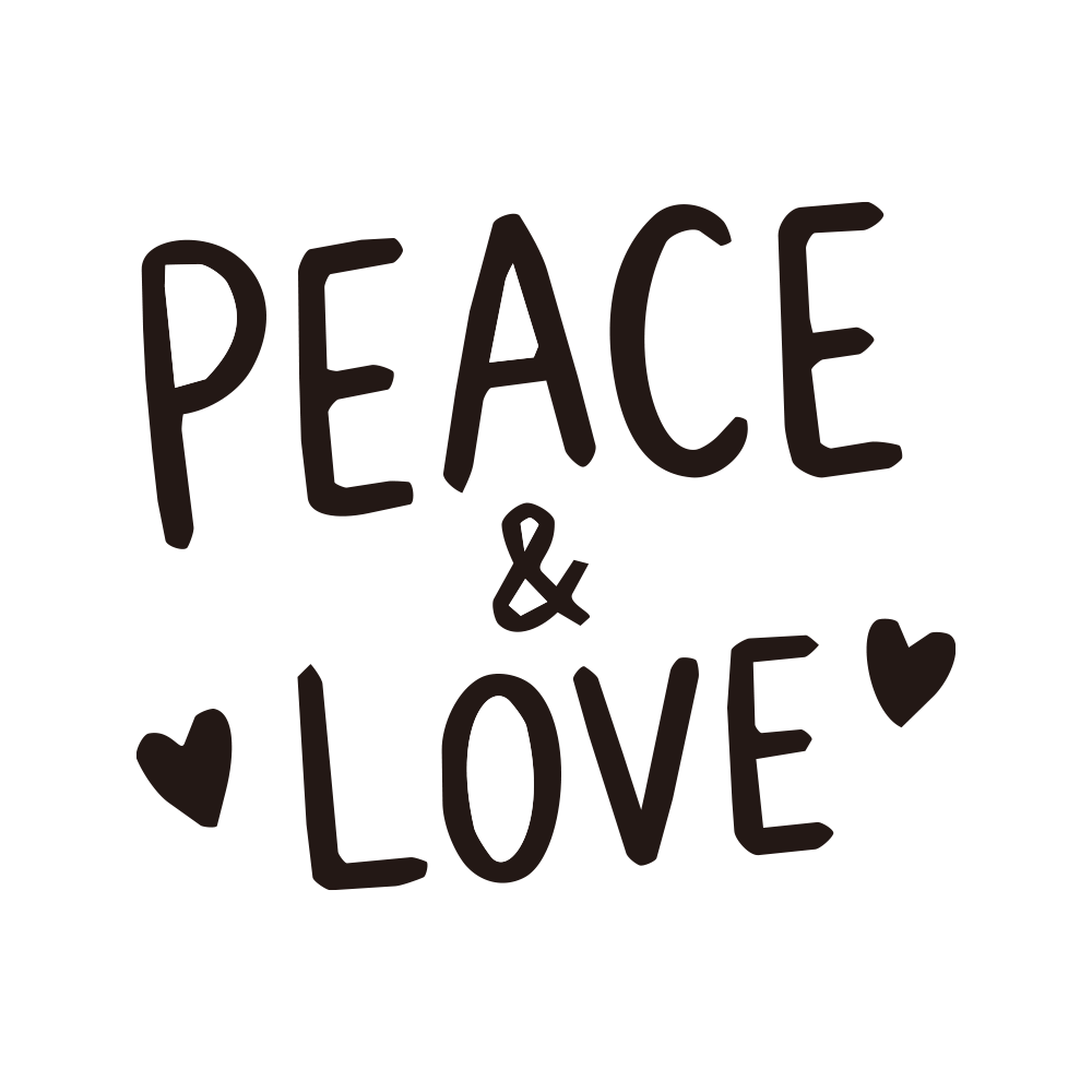 ハートマークと「PEACE &