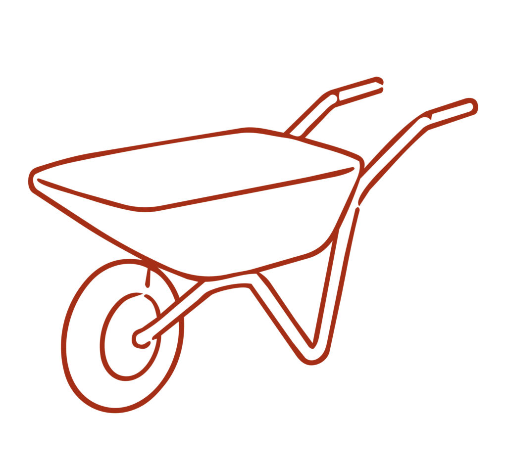 荷物や土砂を運ぶための一輪車（