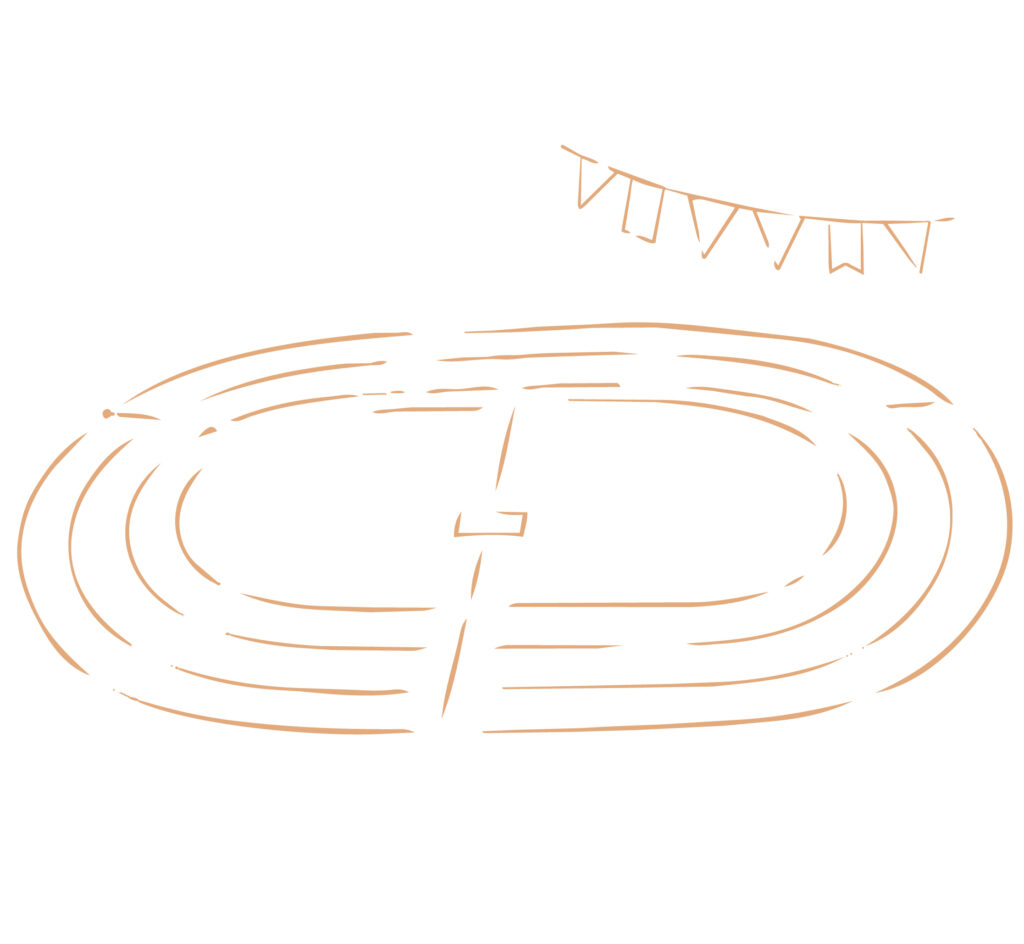 運動会のグラウンドを描いたイラ