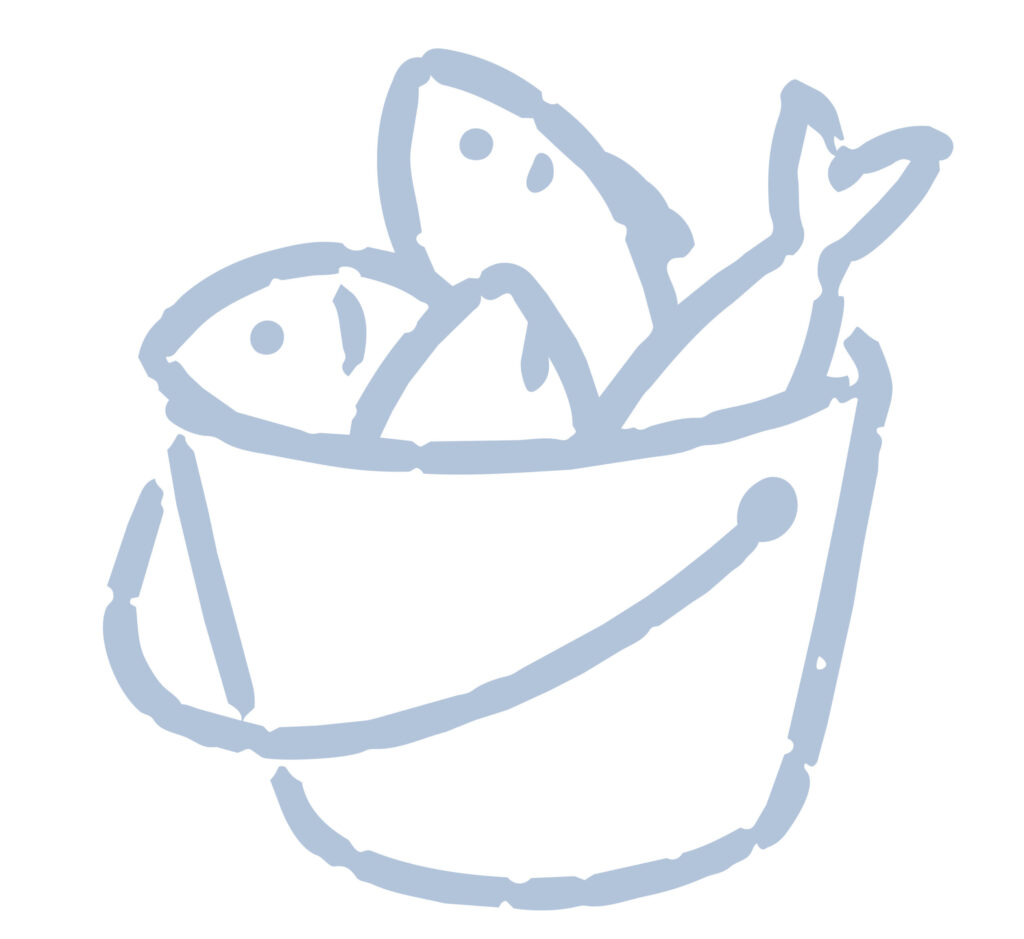 バケツいっぱいに大量にとれた魚