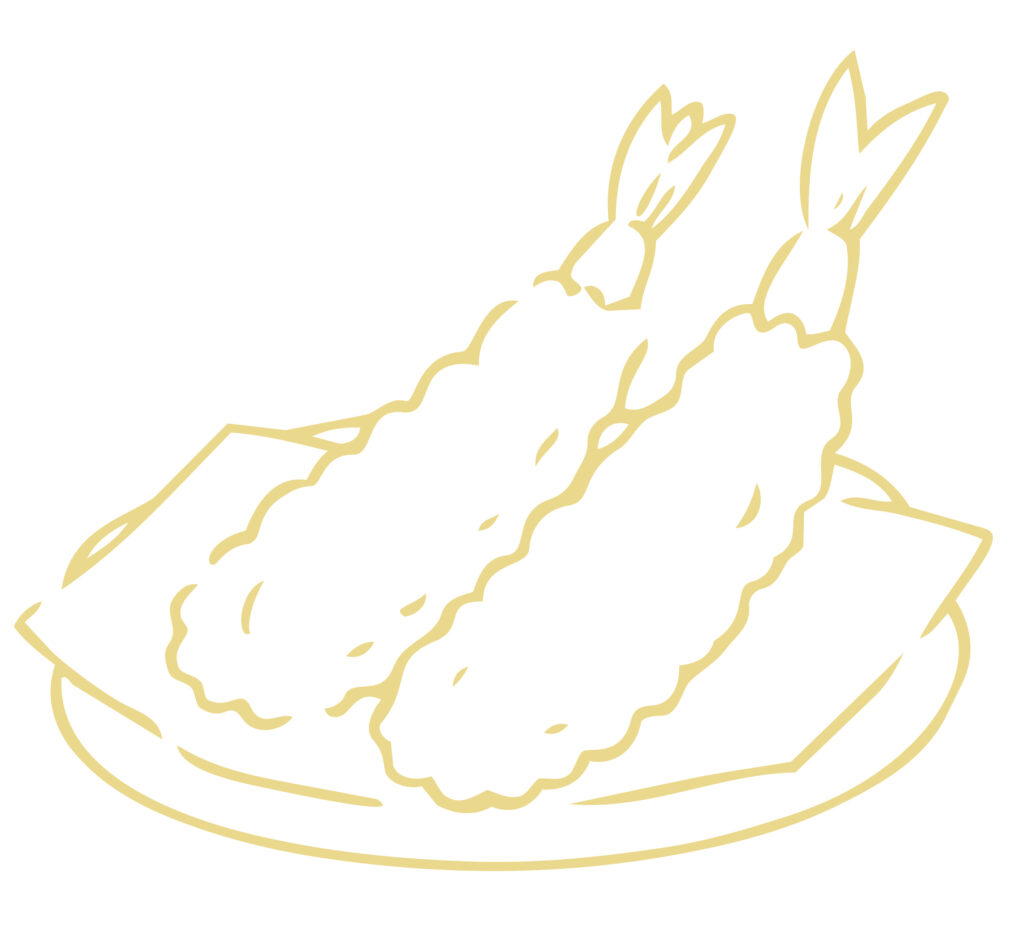 衣がサクサクに揚がった、えびの