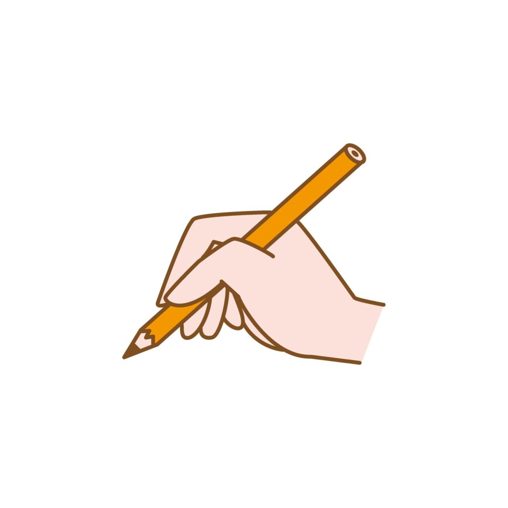 手の動作のイラストです。 鉛筆
