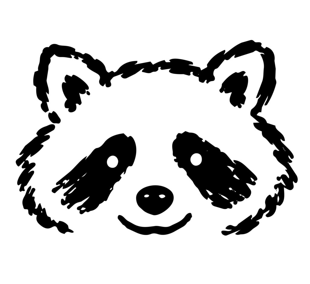 目のまわりの黒い模様としましま