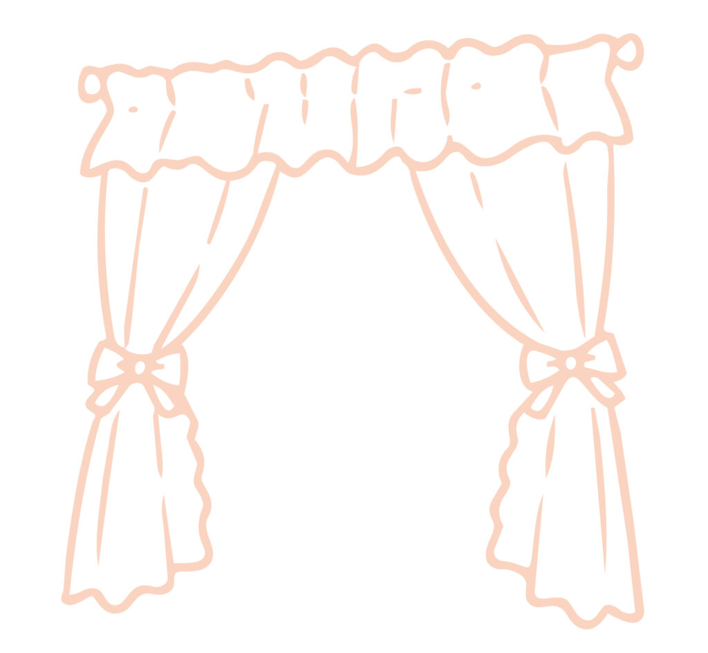 レースのカーテンを描いたインテ