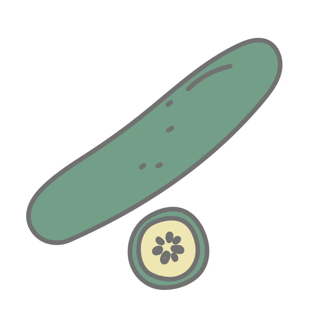 1本のみずみずしいキュウリと丸