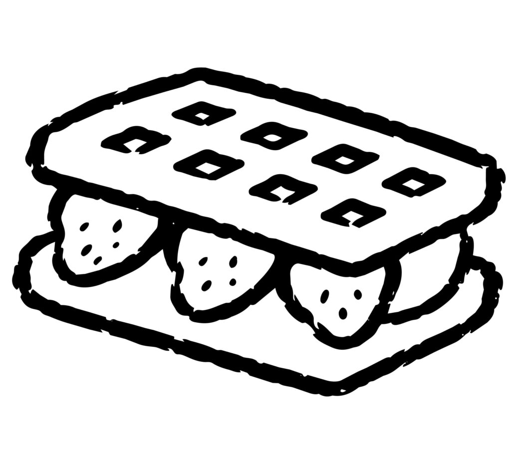 格子模様の焼き目がついたワッフ