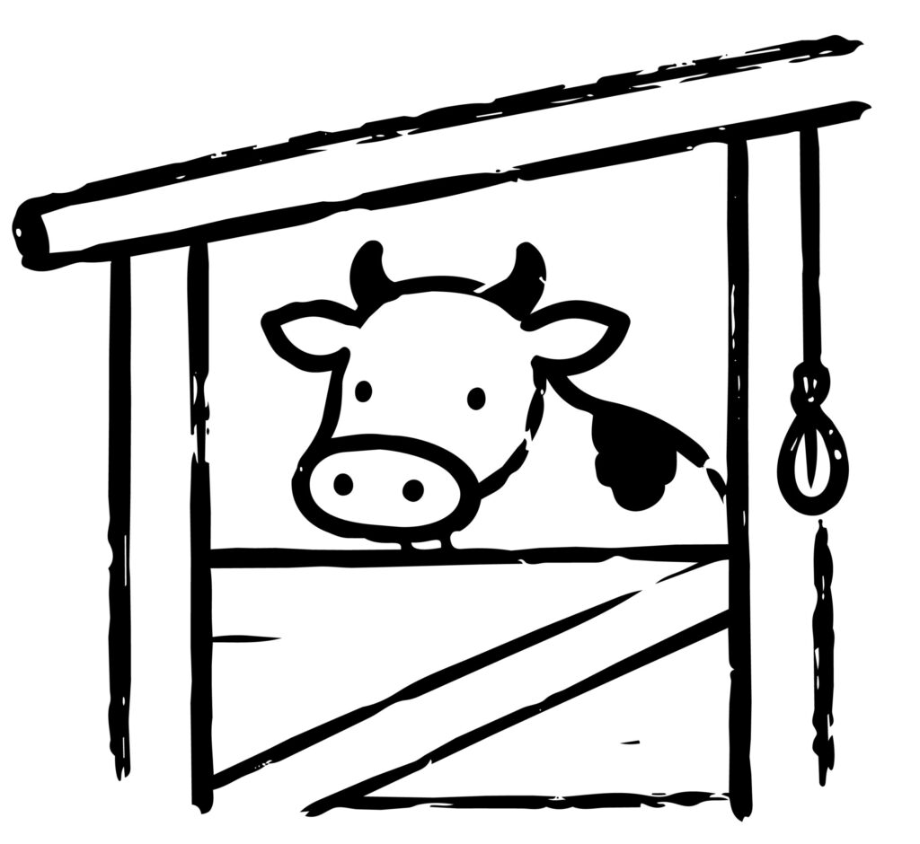 納屋の中にいるかわいい牛を、素
