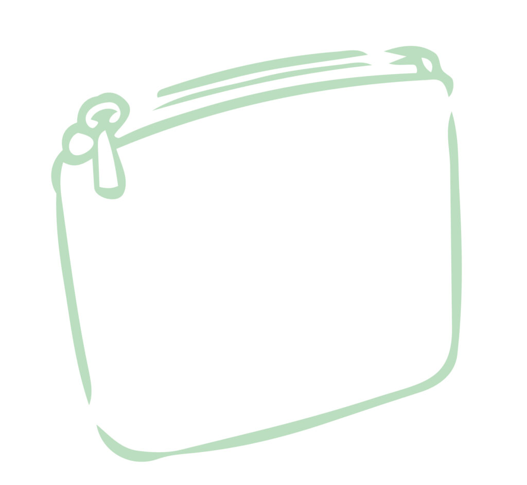 ポーチをシンプルなタッチで描い