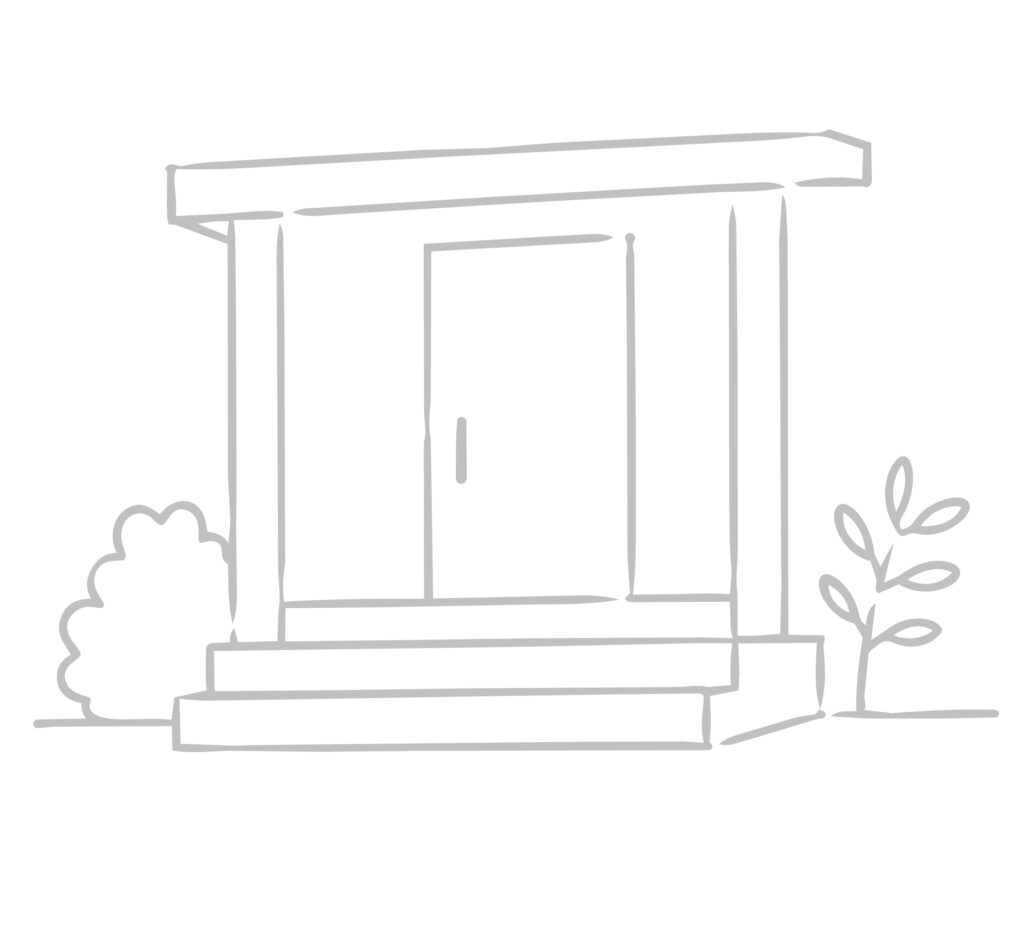 玄関まわりの外構を描いた住宅の