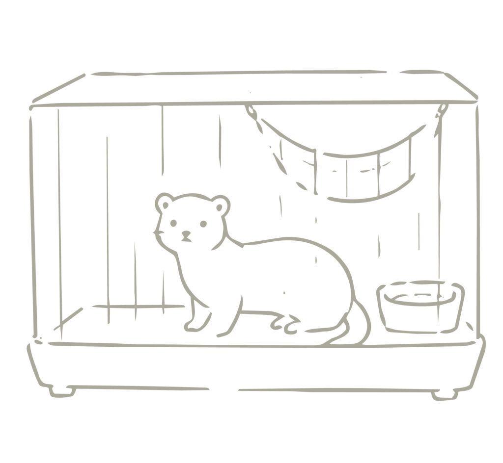 ペットショップのケージに入った