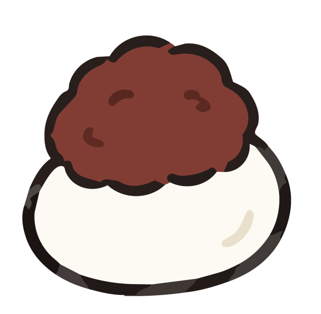 やわらかいお餅を甘いあんこで包