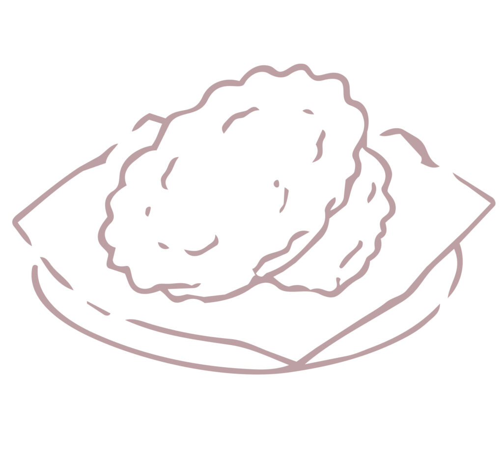 さつまいもの天ぷらを描いた和食