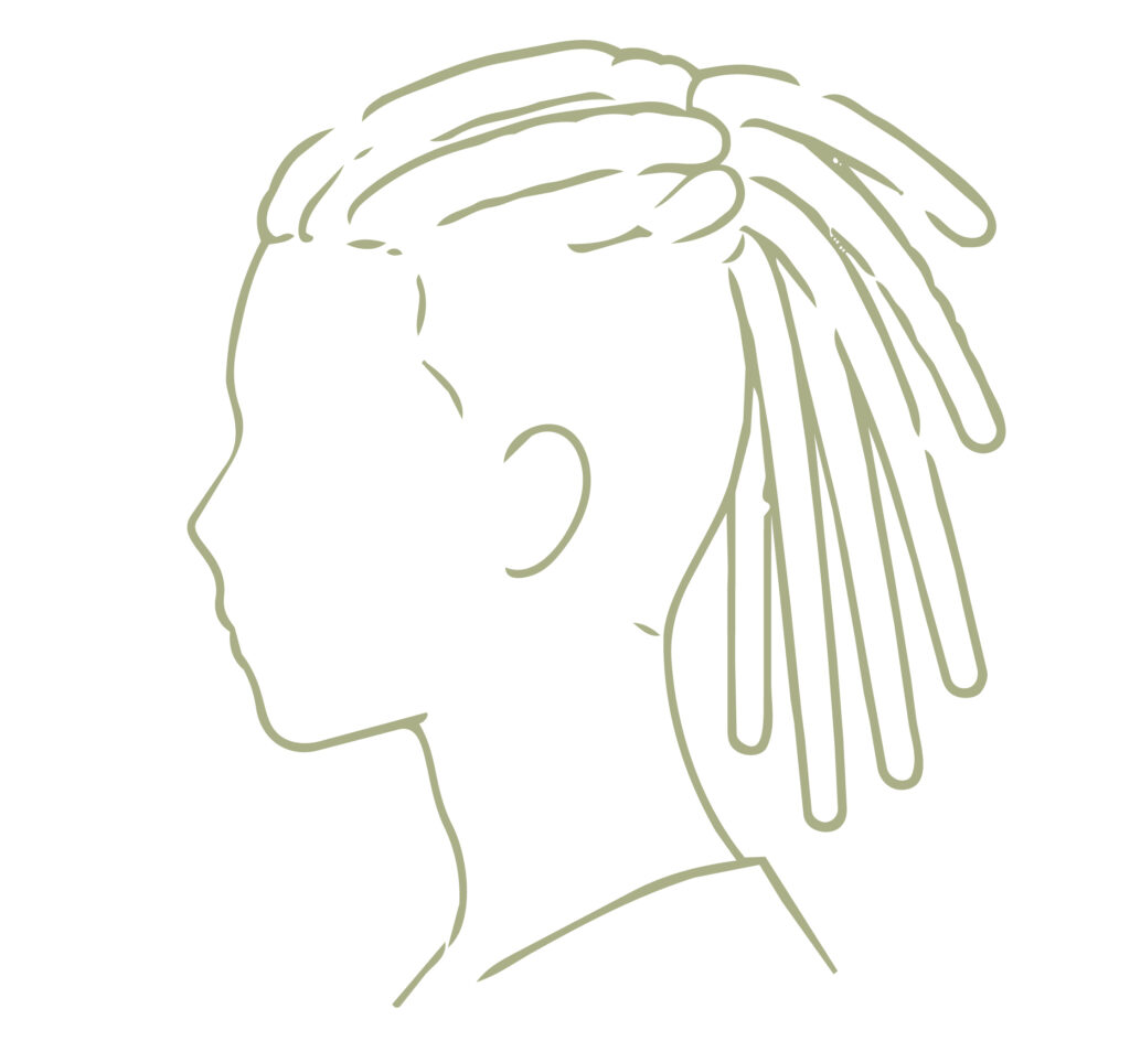 ドレッドヘアの男性を横顔で描い