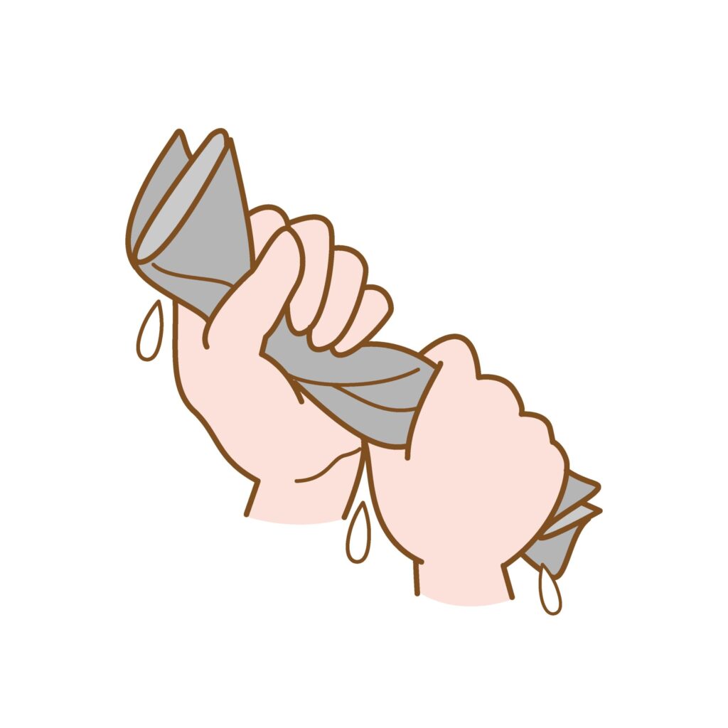 人の手に注目したイラストです。