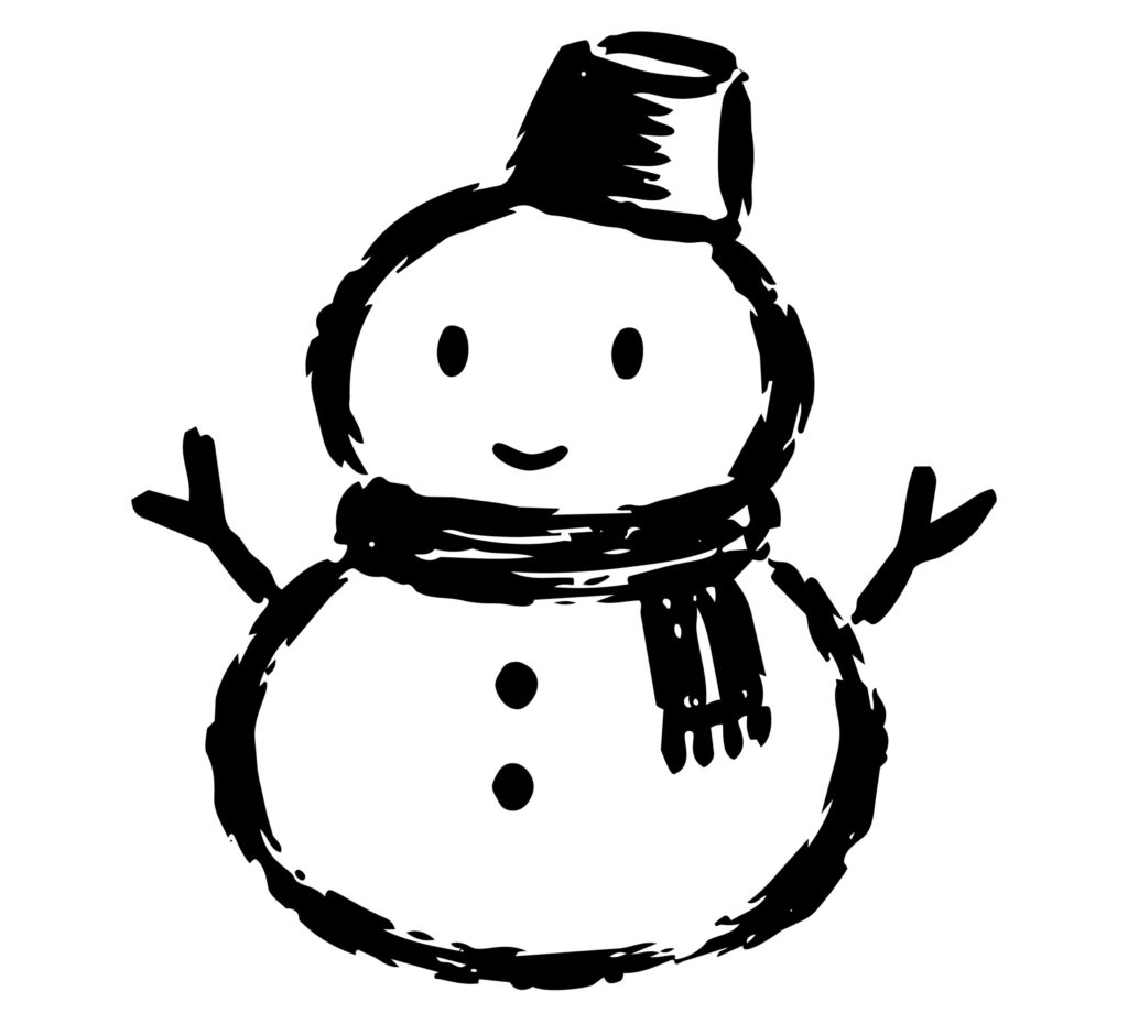 雪だるまを太く力強い筆線でシン