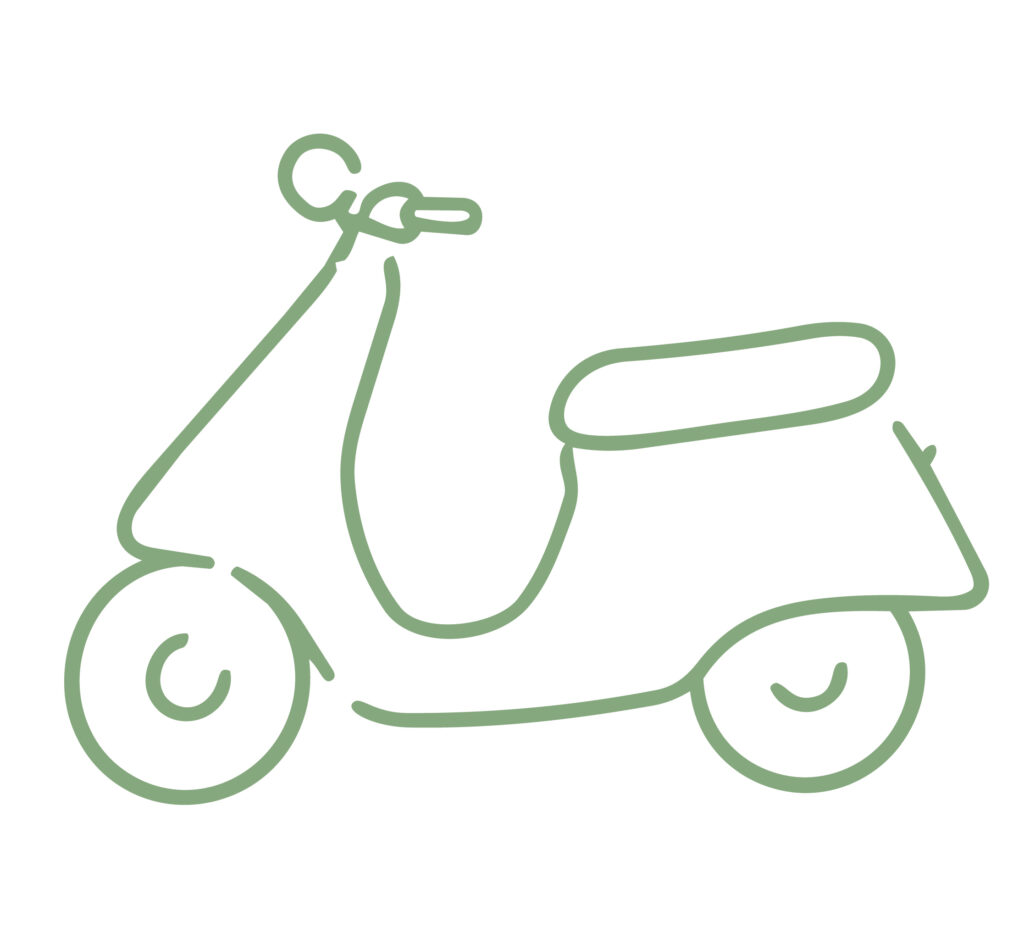スクーターをラフなタッチで描い
