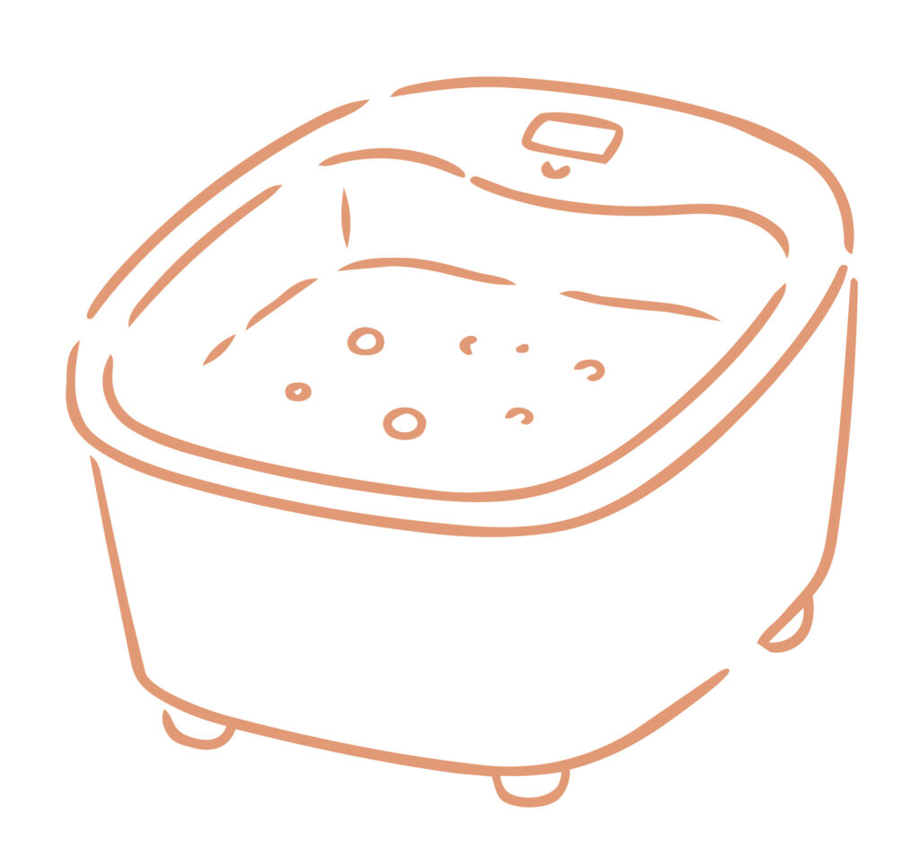 フットバスに足を浸して、ゆった
