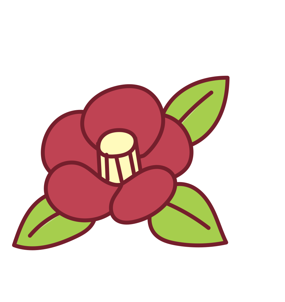 鮮やかな紅色の花びらと緑の葉が