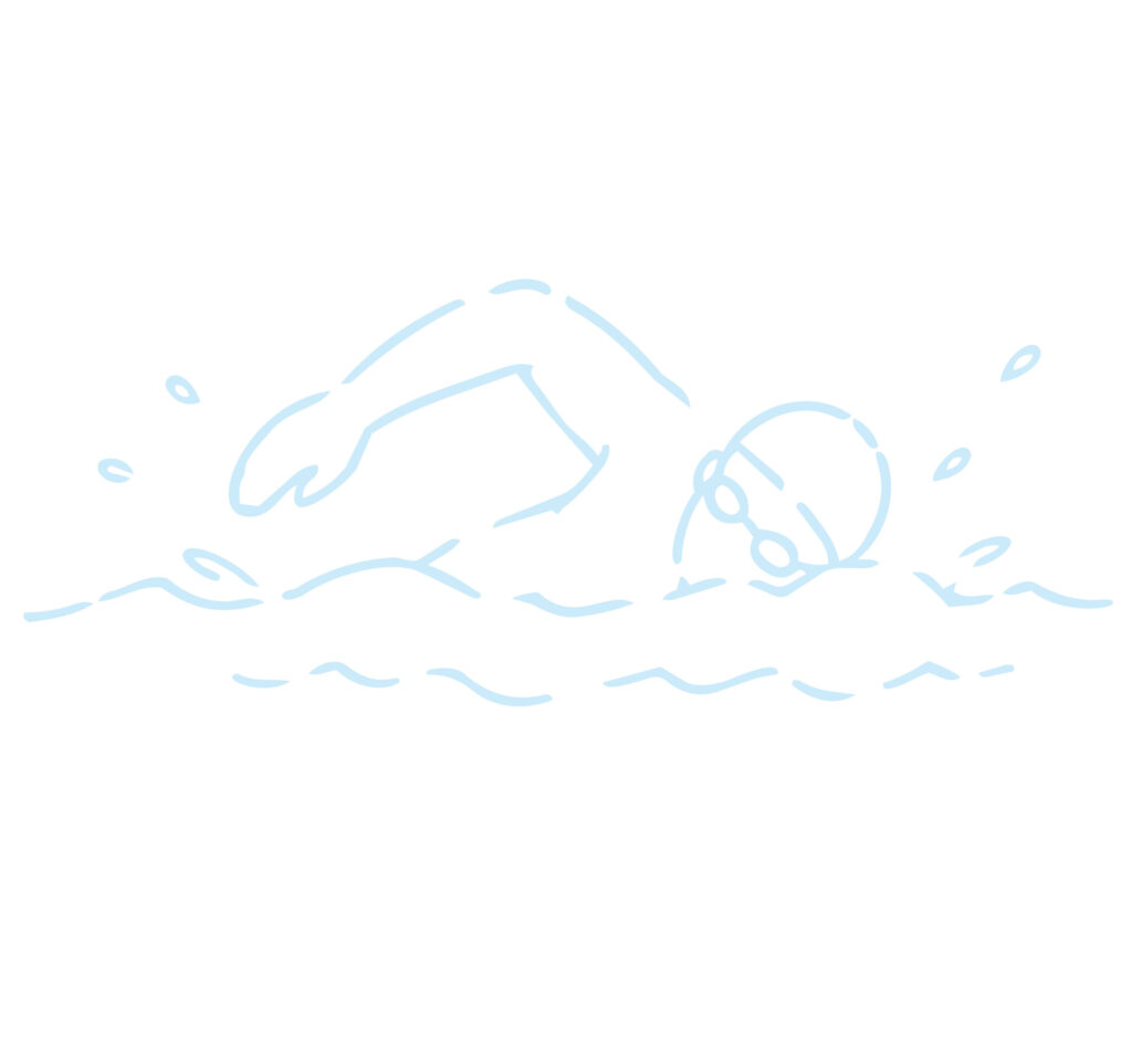 クロールで泳ぐ人を描いた水泳の