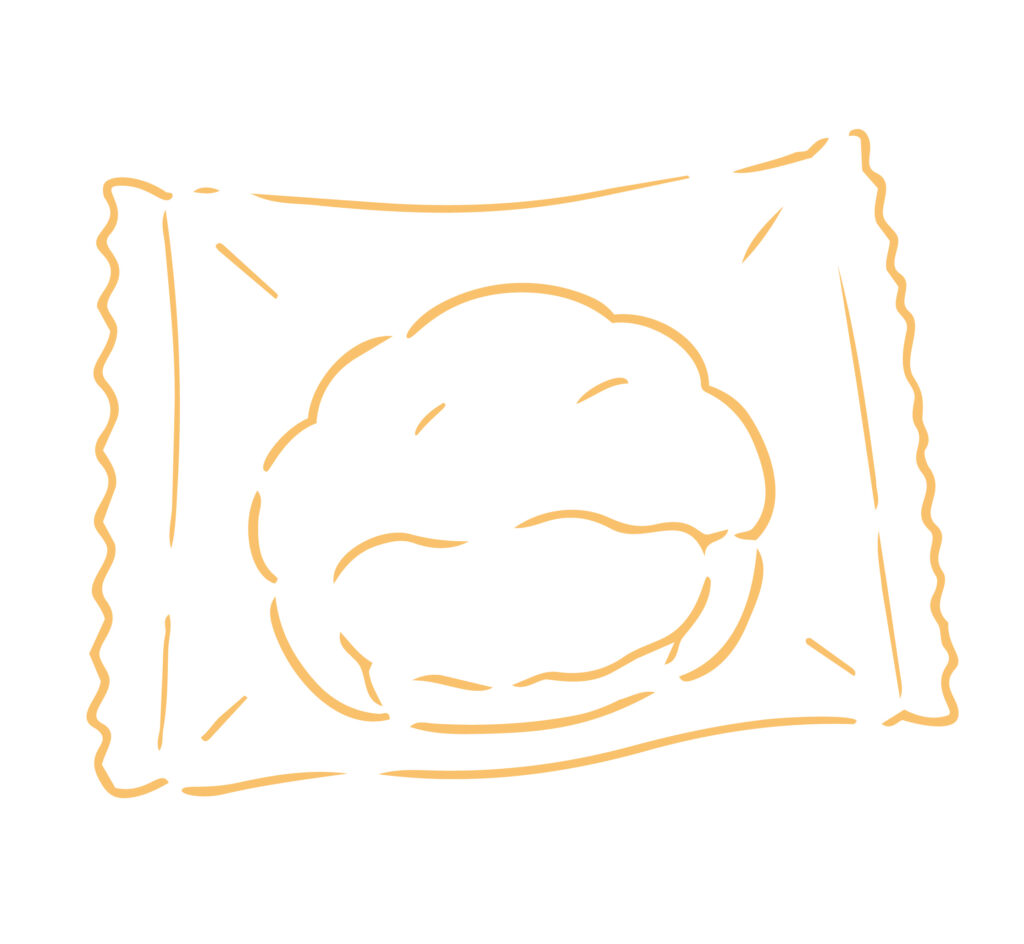 袋に入ったシュークリームを描い
