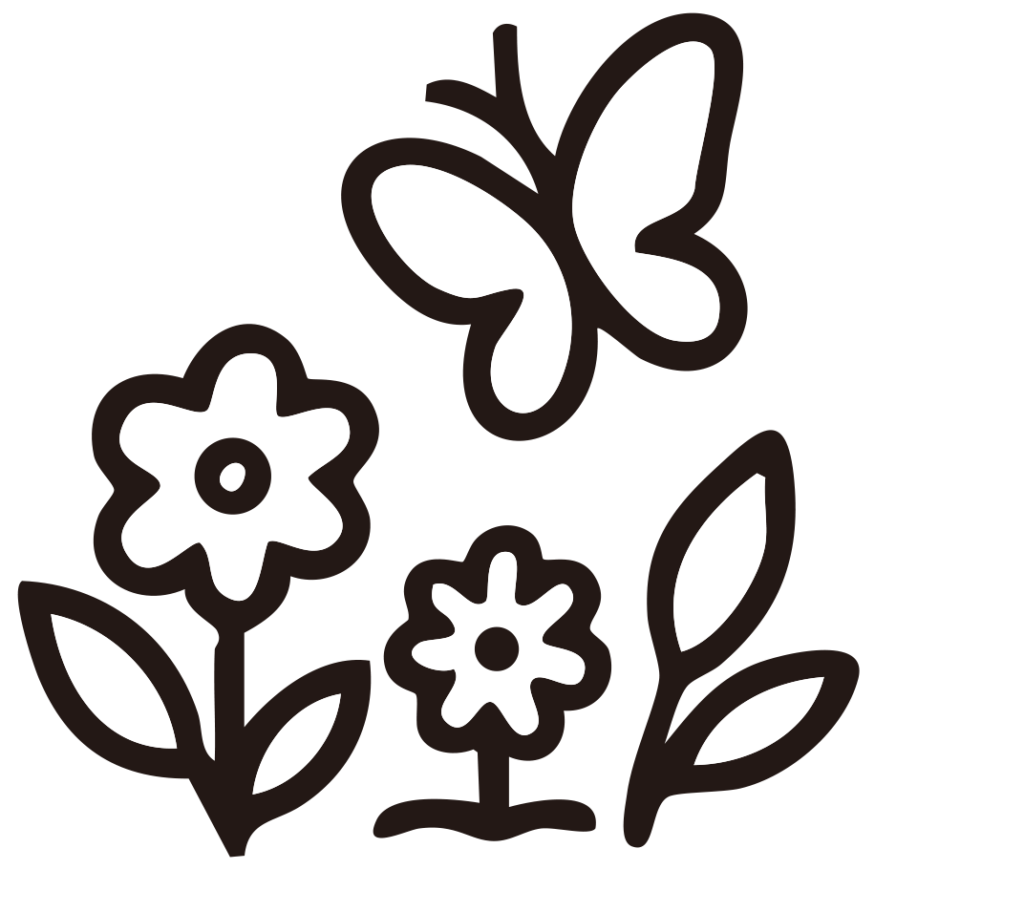 咲き誇るお花の上をひらひらと舞