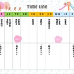 お花見や自然観察会、地域のお祭りなど、公園で楽しめる一年の催しをまとめる「公園年間予定表」テンプレートです。4月から翌年3月までの予定を並べられるので、来園者へ