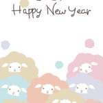 年賀状 2027年（丁未・未年）イラスト入り年賀状の素材 新年